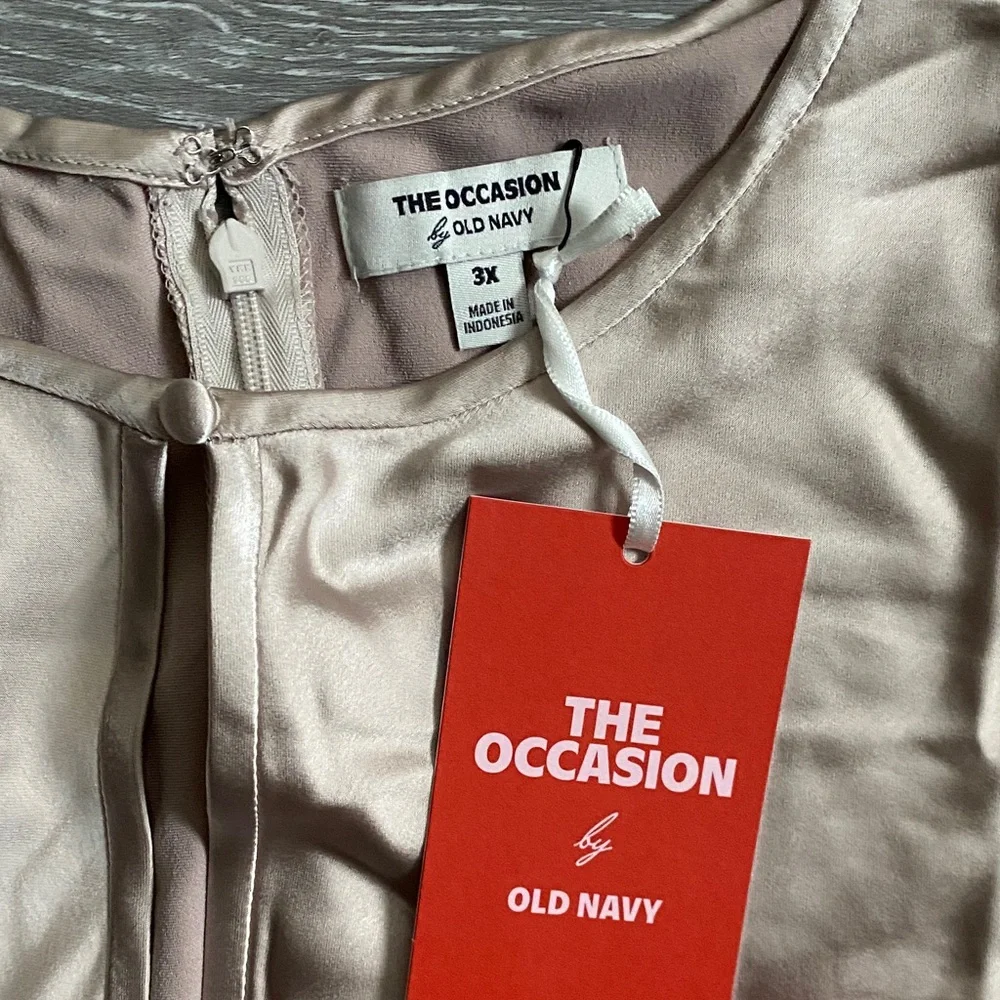 Old Navy The Occasion Champagne Satin Keyhole Ruffle Sleeve Maxi Dress, NWT_7
